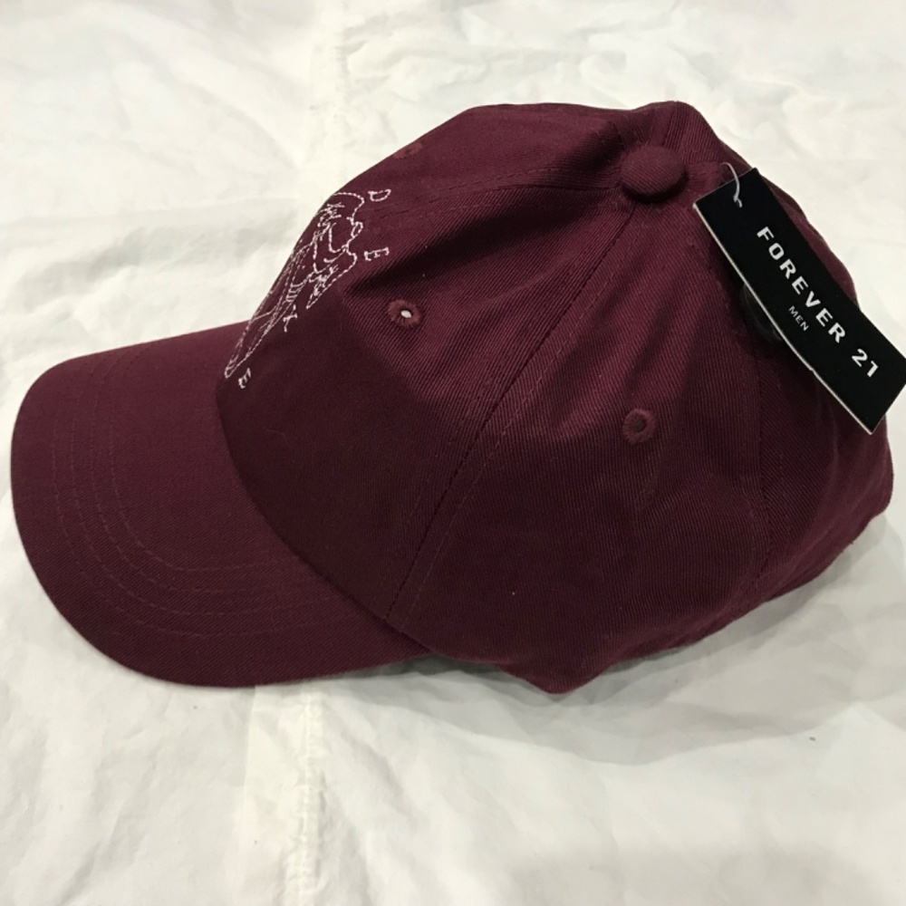 NWT 100% Cotton Deluxe Baseball Cap Hat Burgundy Red White - Picture 3 of 8